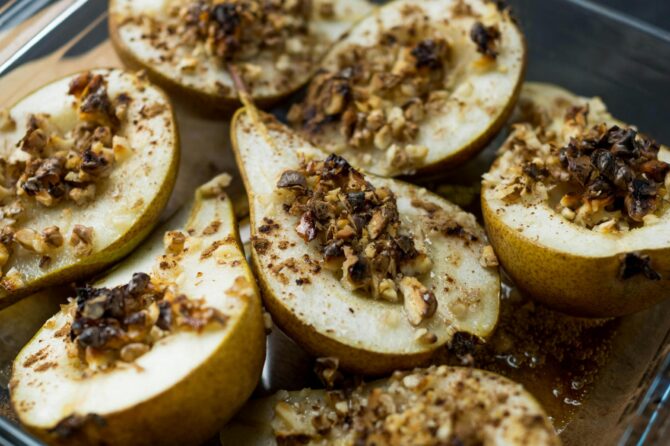Fromage blanc, noix & poire épicée